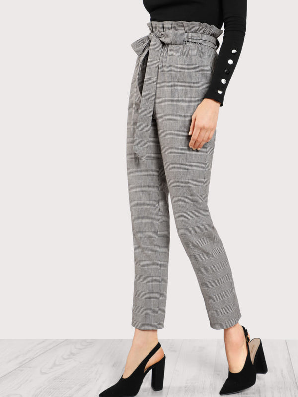 Tie waist plaid sales pants