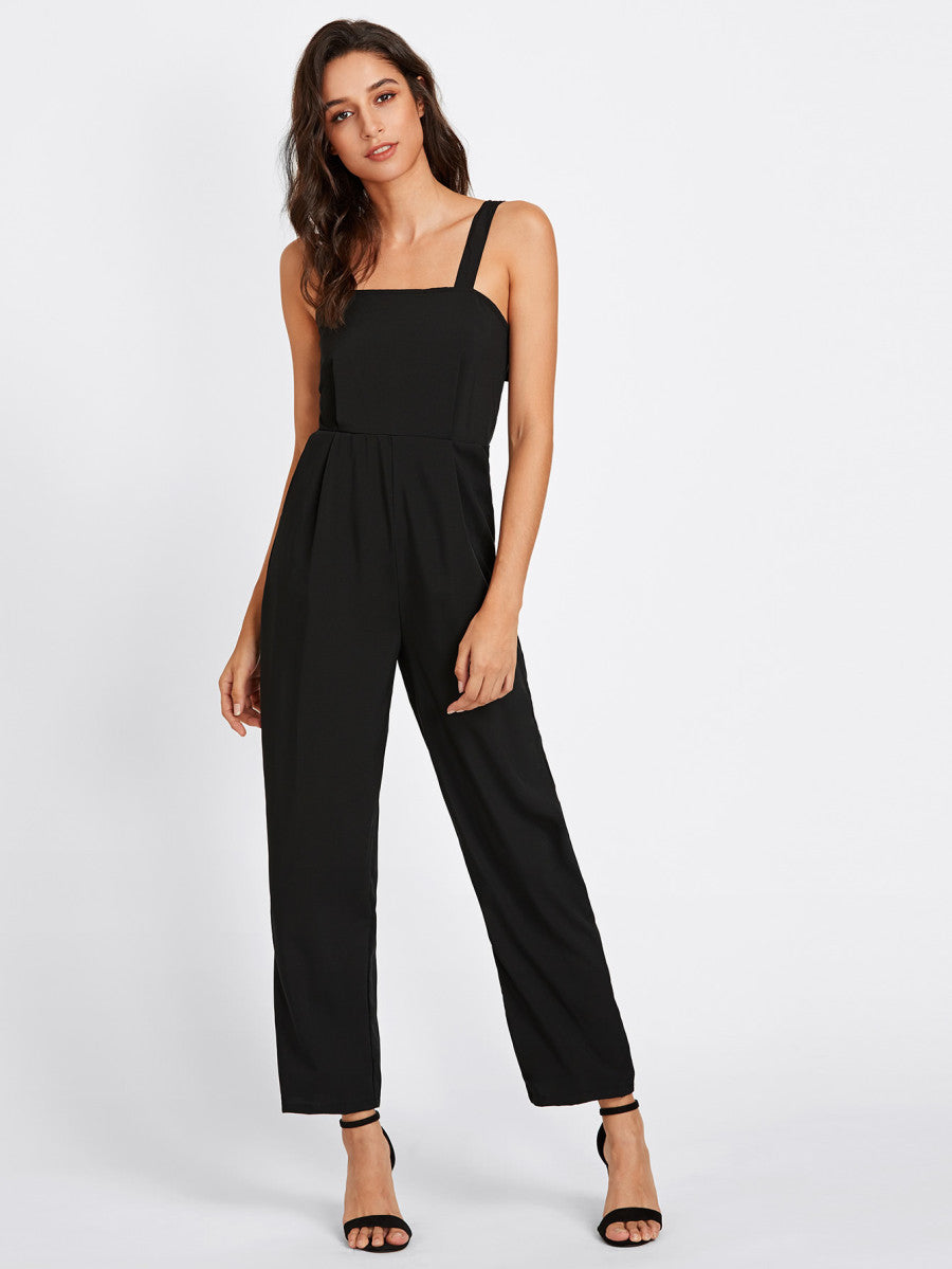 Adjustable Strap Button Back Jumpsuit - Artisan Theme Victoria
