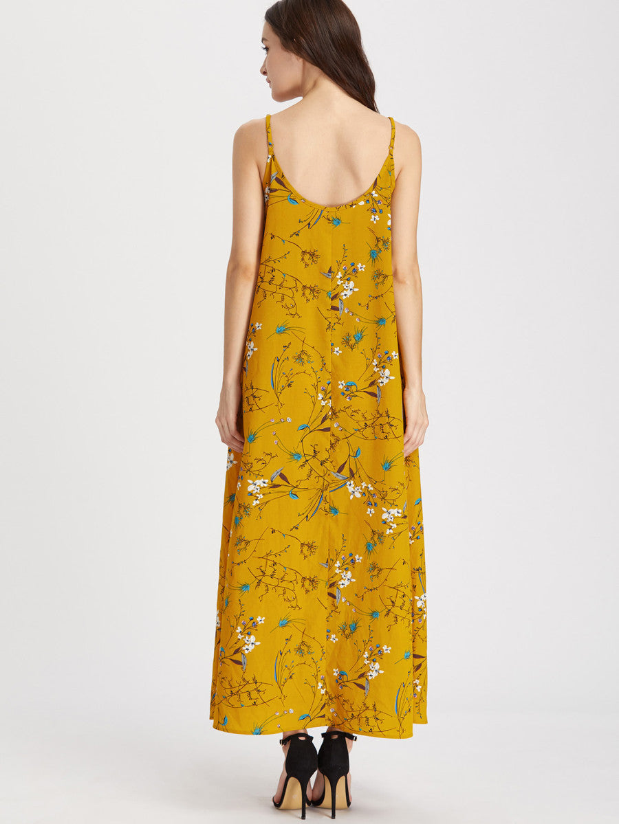 Cami Straps Floral Print Maxi Dress
