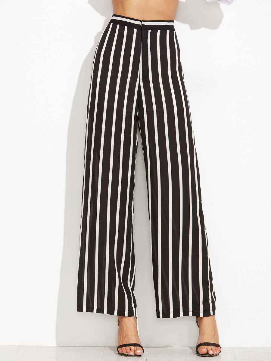 Vertical Striped Wide Leg Pants - Artisan Theme Victoria