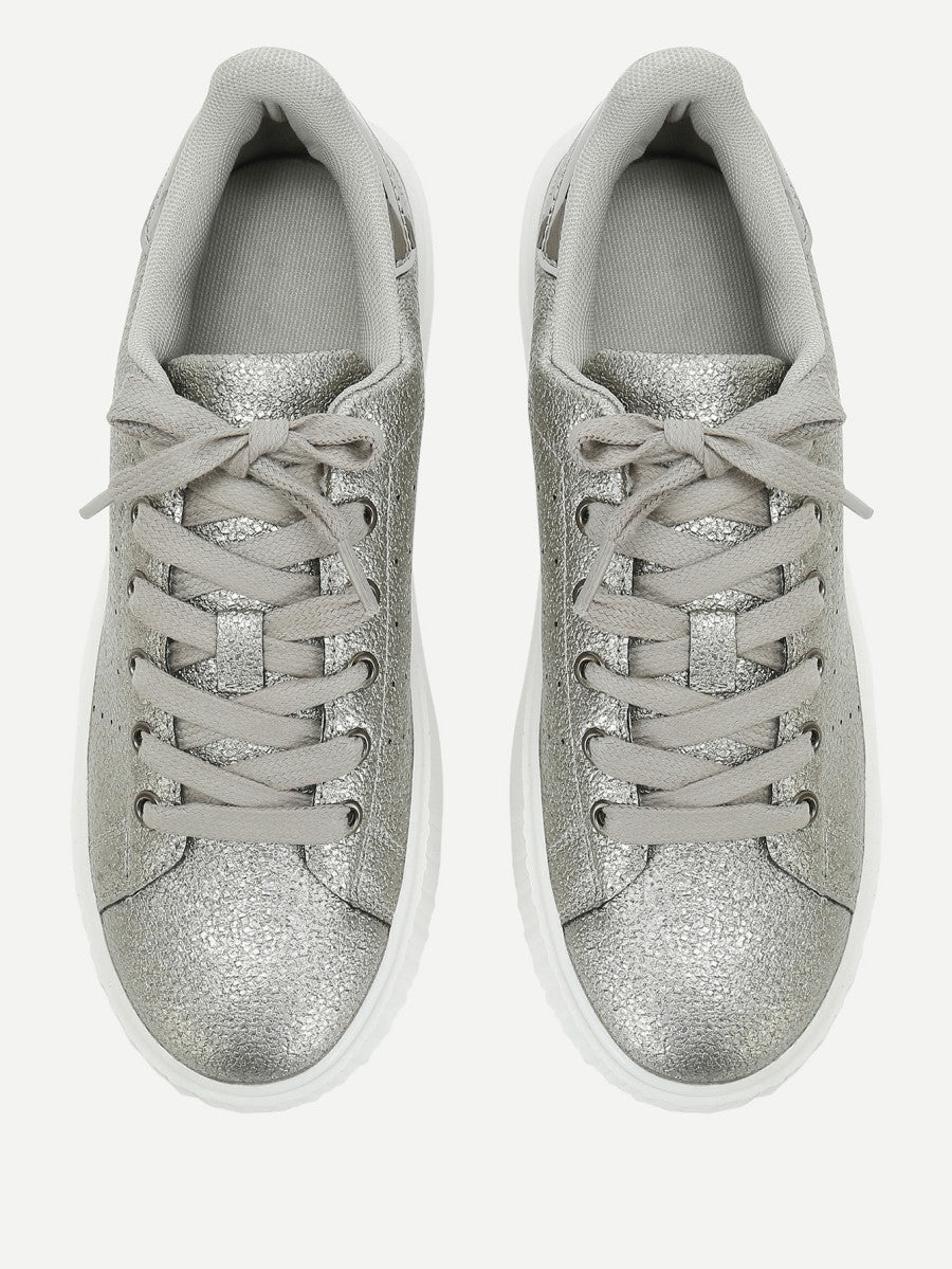 Metallic Lace Up Trainers