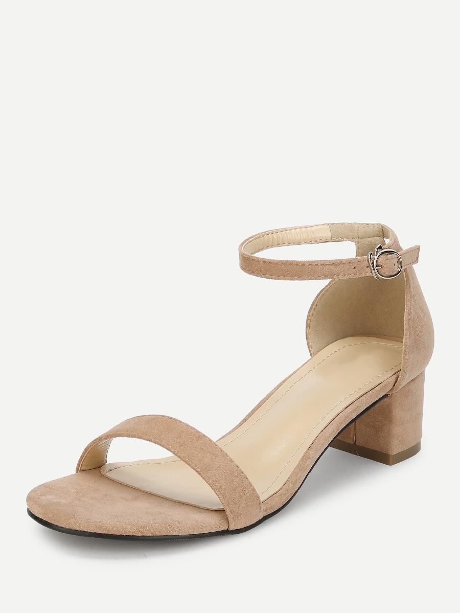 Ankle Strap Two-Piece Block-Heel Sandals