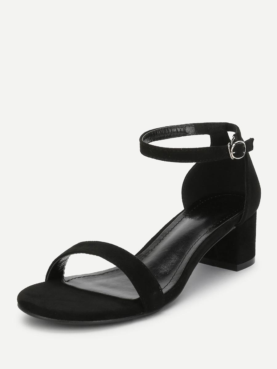 Ankle Strap Two-Piece Block-Heel Sandals