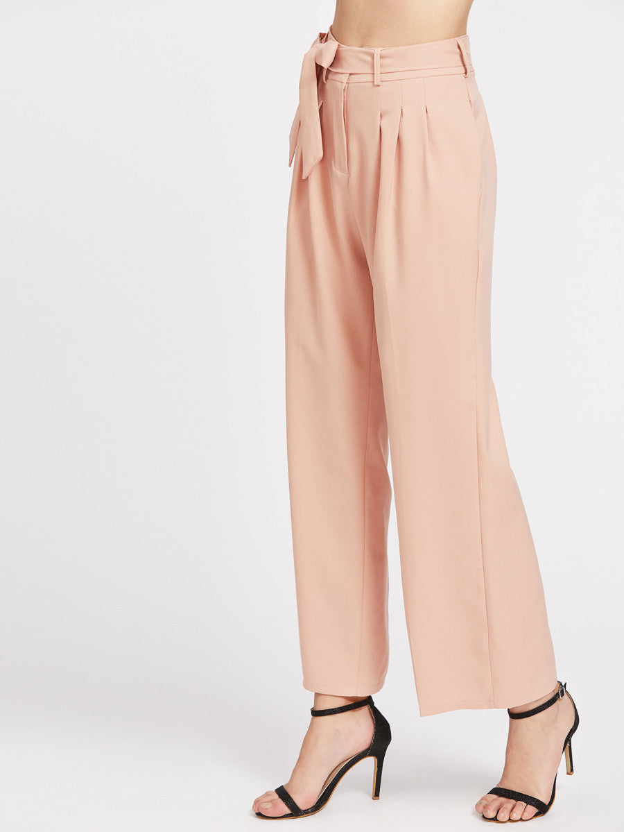 High Waisted Pants with Self Fabric Tie APA835B  Style State