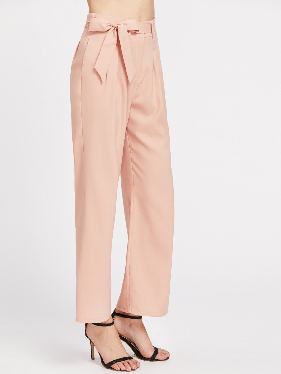 Self Tie Waist Wide Leg Pants